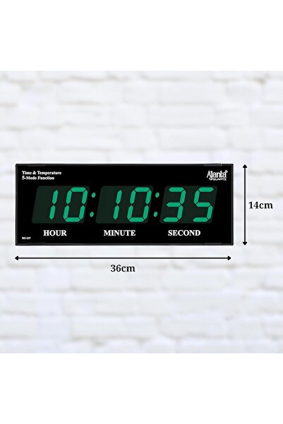 ajanta Quartz Digital Wall Clock (Green LED, 41.9 x 20.3 x 10.2 cm)