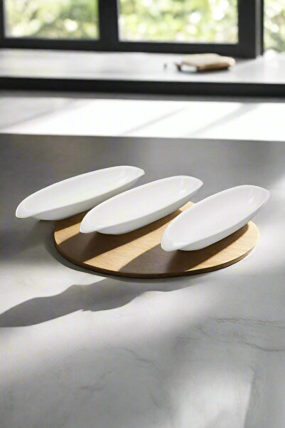 REDTAG White Porcelain Oval Plate (3 Piece Set)