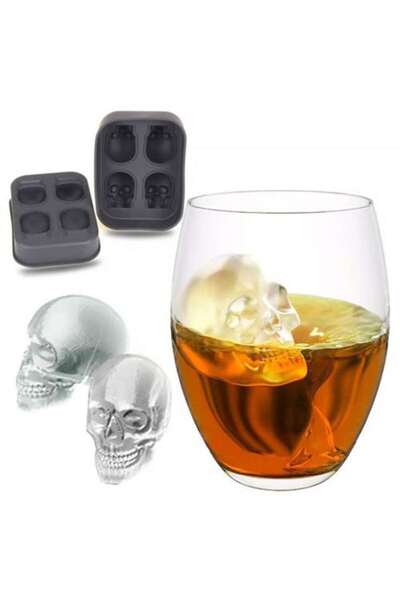 FORHOUSE Skull Ice Cube Tray, Gonga - Silicone, Black