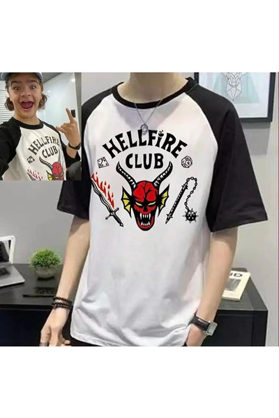 Minga London Μπλουζάκι Hellfire Stranger Things raglan με τύπωμα -ghostella