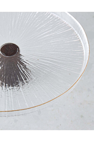 REDTAG Clear And Brown Glass Cake Plate With Wooden Stand