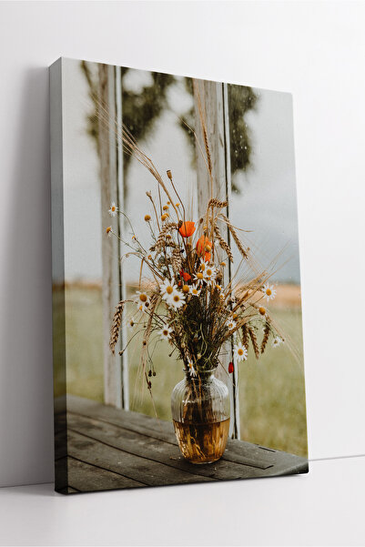 KOSS Dijital Pictură pe pânză cu flori sălbatice și stâlpuri de grâu în stil ...