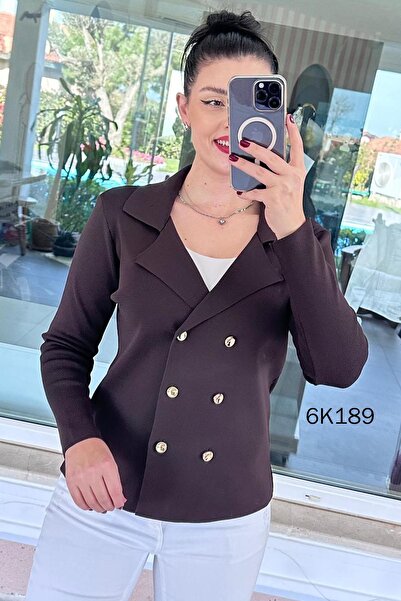 İnce Topuk Double-Breasted Collar Buttoned Knitwear Cardigan 6K189