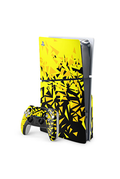 ACME LABS Skin Sticker PlayStation 5 Gaming Console Cover Wrap- Black & Yellow Shards