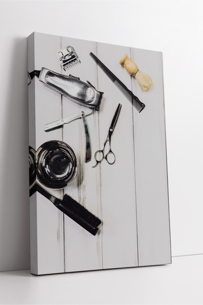 KOSS Dijital Berber Aletleri Minimal Kompozisyon Kanvas Tablo Modern Kuaför D...