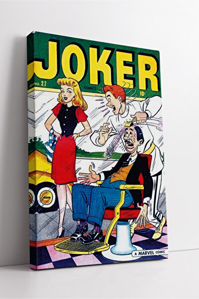 KOSS Dijital Retro Joker Comics Barber Scene Ilustrație colorată în stil vint...