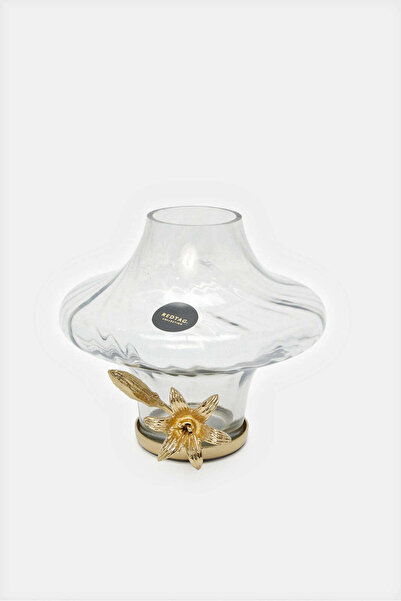 REDTAG Gold Flower Decorative Glass Vase (Small)