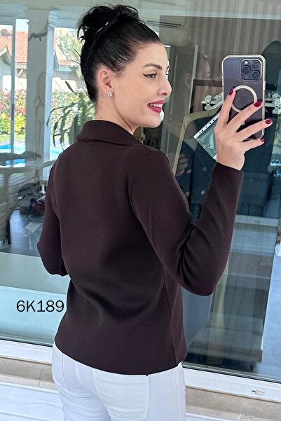 İnce Topuk Double-Breasted Collar Buttoned Knitwear Cardigan 6K189