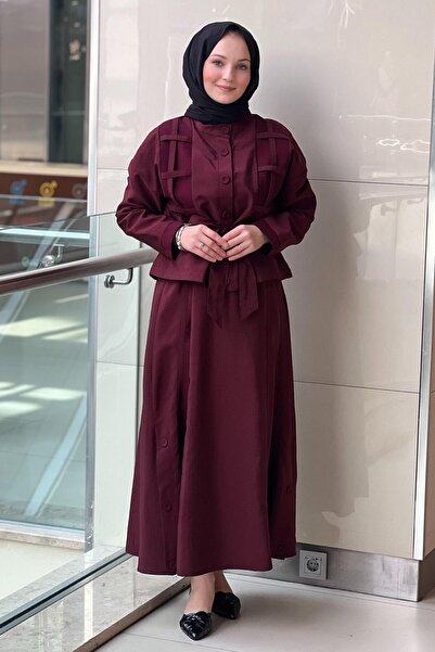 Ceremony Suit with a Jacket and a Skirt with Cage Detailing and Buttons on the Sides