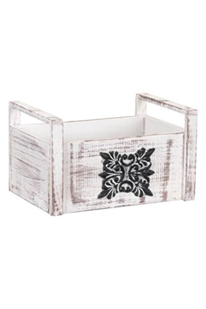 OEM Decorative Wooden Box White Brushed Vintage 26x18x15.5cm