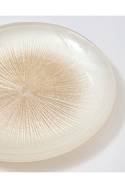 REDTAG Cream And Gold Embellished Glass Side Plate