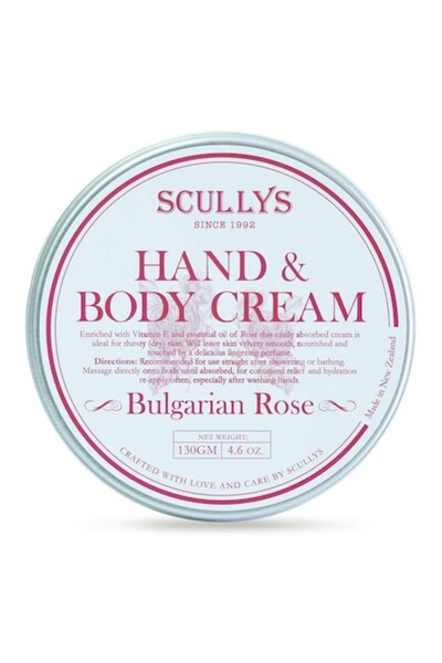 Scullys Cremă de mâini și corp, trandafir, 130 g