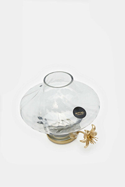 REDTAG Gold Flower Decorative Glass Vase (Small)