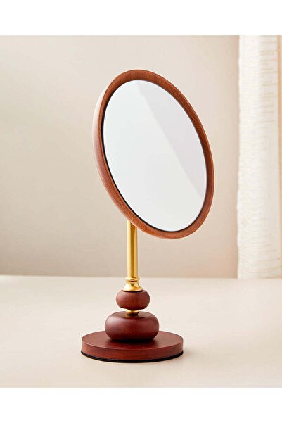 REDTAG مرآة خشبية دائرية باللون البني