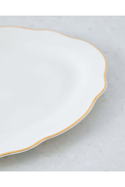 REDTAG White Oval Platter With Gold Rim