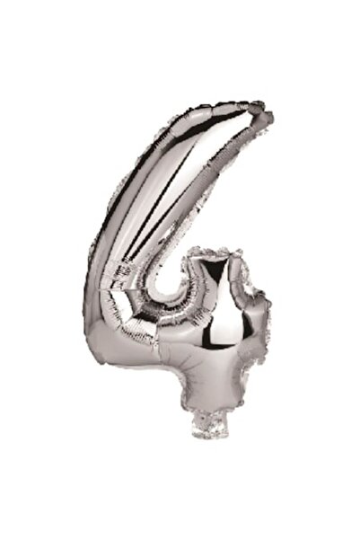 OEM Party Balloon, Silver Foil, 40 cm, Number 4