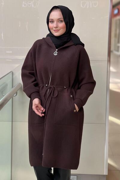 Ghisa Hooded Mid-Length Coat with Waist Stopper