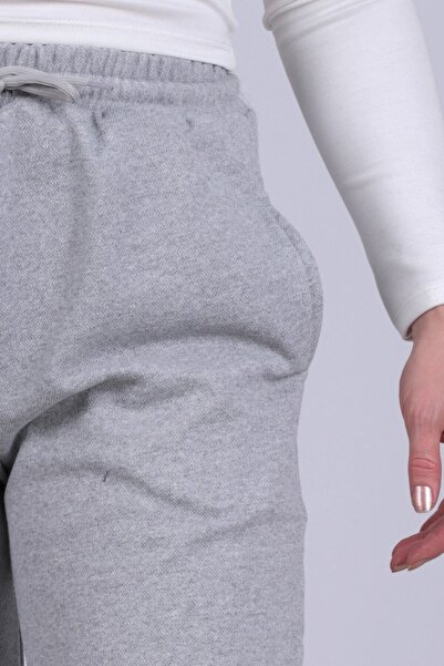 armonika Women's Gray Elastic Waist and Cuffs with Pockets Inside Fleece-Lined Sweatpants Arm-26K001063