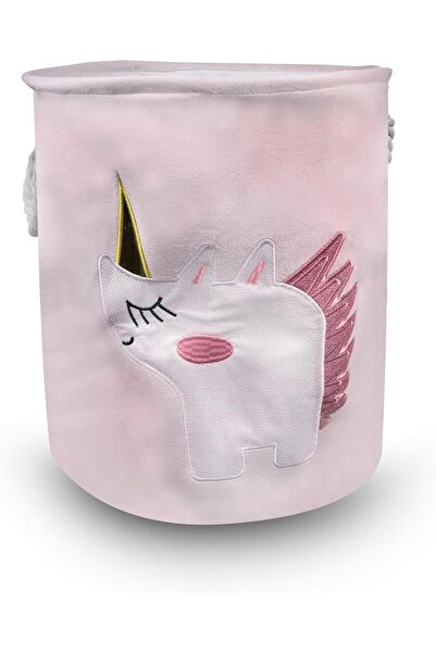 Home Dwell حقيبة غسيل/سلة غسيل دلو مطرز من القطيفة - 36 × 40 سم