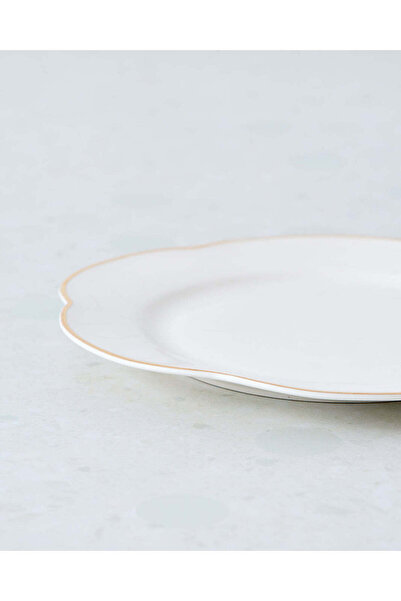 REDTAG White Dessert Plate With Gold Rim