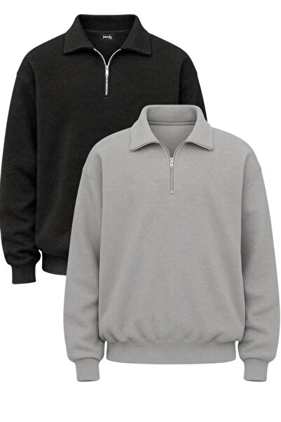 pandy Σετ με 2 Φούτερ με λαιμόκοψη τριών κλωστών Compact Polo 100% βαμβάκι O oversized