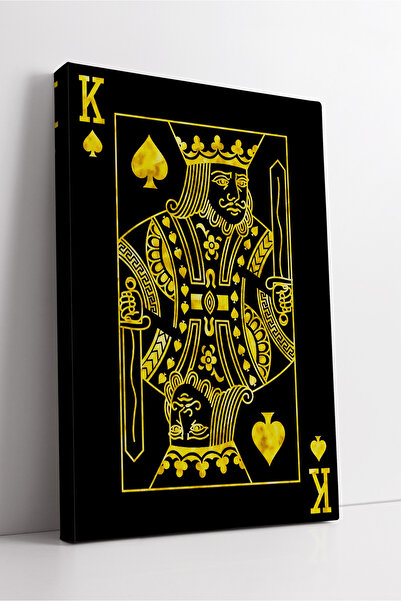 KOSS Dijital Pictură decorativă pe pânză în stil modern minimalist, fundal negru, cu figură de cărți de joc King Spades de aur