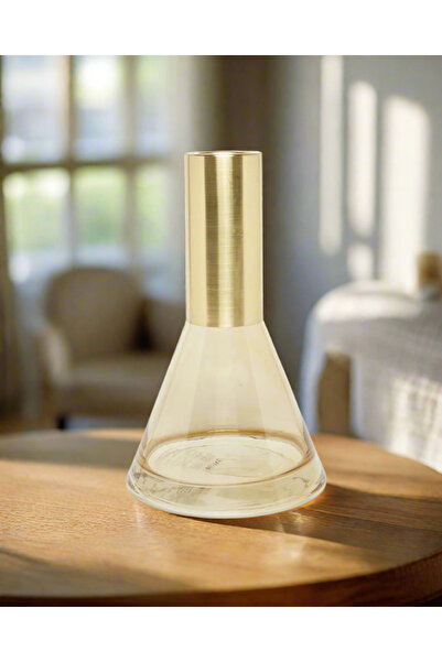 REDTAG Gold Metal And Glass Inverted Cylinder Vase