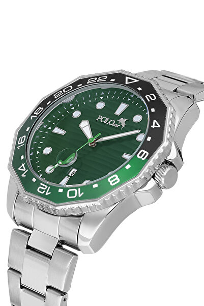 Polo Air Mercek Calendar Rotating Case Silver Green Black Men's Wristwatch Pl-7047E3X