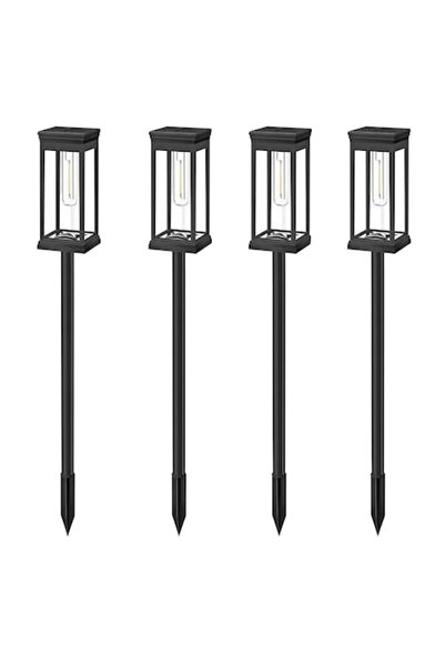 FORHOUSE Set de 4 lămpi solare, polipropilenă, IP65, negru