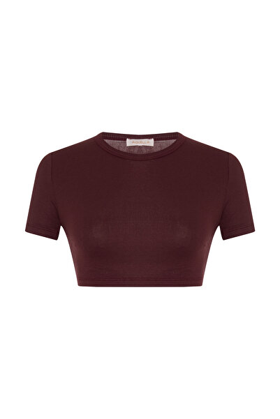 AQUELLA Maysa Bordo Ribbed Knit Bodysuit