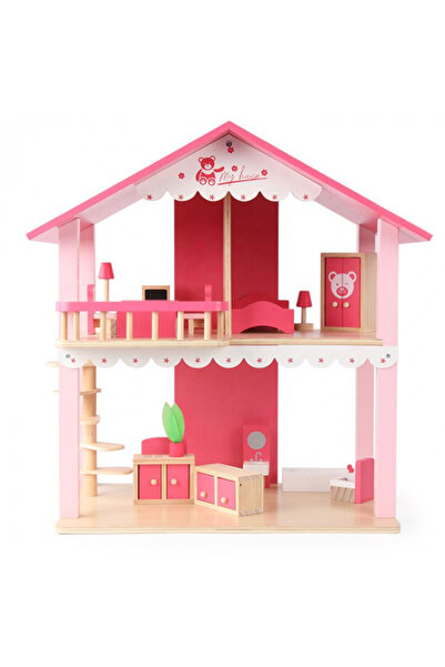 Nurio Handmade Pink Dollhouse with Furniture