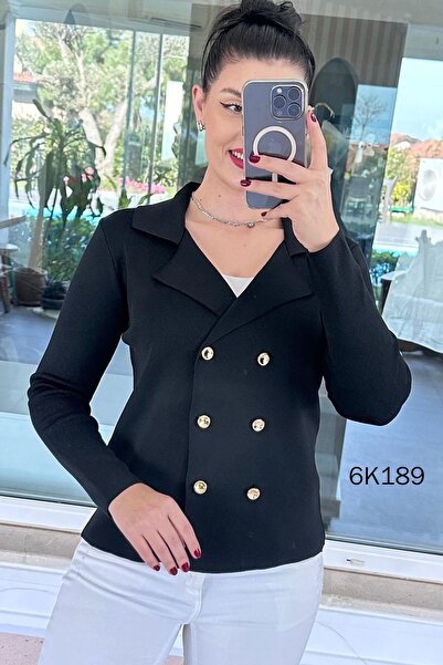 İnce Topuk Double-Breasted Collar Buttoned Knitwear Cardigan 6K189