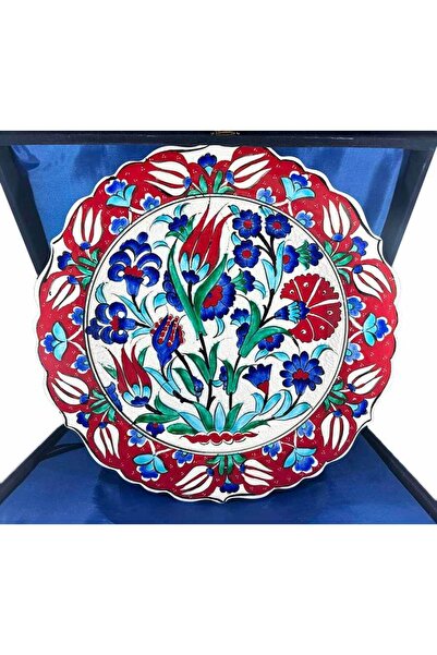 Çini Evi طبق فخار إيزنيك بنقشة الزهور 30 سم - هدية جديدة للمنزل والمكتب