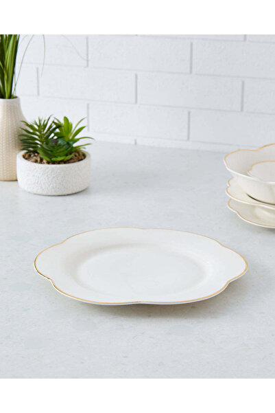 REDTAG White Dinner Plate With Gold Rim