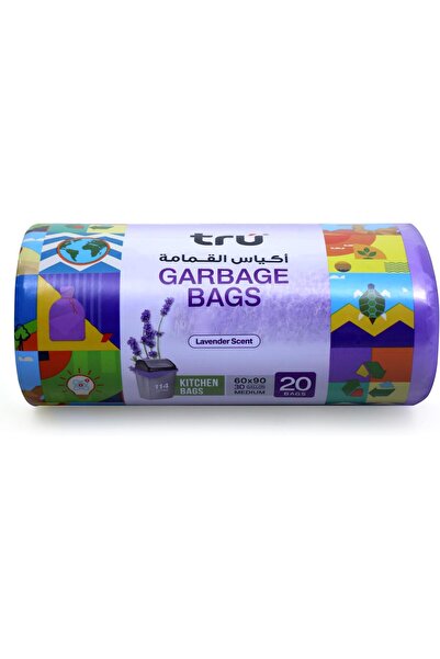 Tru ® Lavender Scented Garbage Bags Compact Roll 60x90cm 30 Gallon (20pc x 3 Rolls) 60 bags