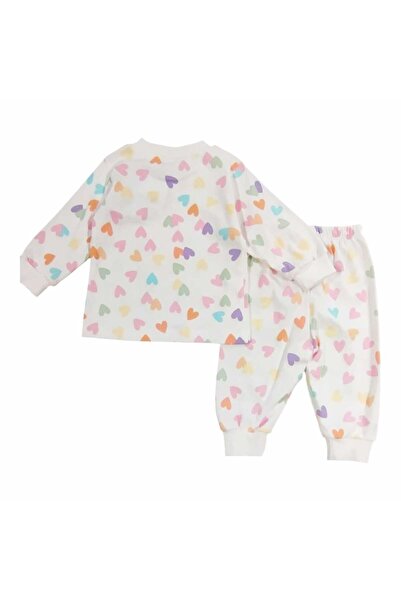 KANKA BENİGİY Colorful Heart Patterned Interlock Ribbed Long Sleeve m Transitional Girls' Set