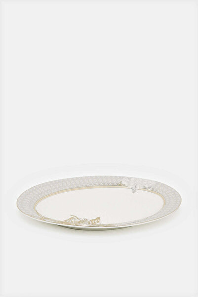 REDTAG White Floral Print Oval Plate