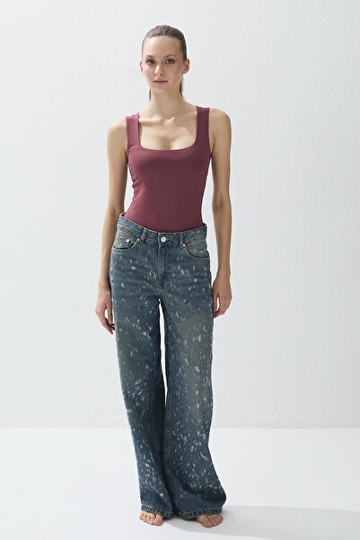 TUBİA Body pentru femei Dusty Rose decolteu pătrat Snap Fasteners