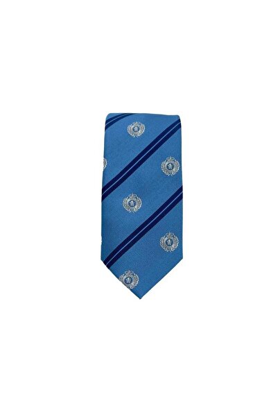Brianze 8 cm Blue Navy Blue Striped Coat of Arms Patterned Tie