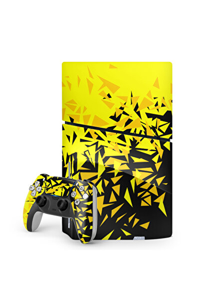ACME LABS Skin Sticker PlayStation 5 Gaming Console Cover Wrap- Black & Yellow Shards