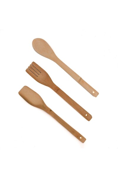 FORHOUSE Set of 3 bamboo kitchen utensils