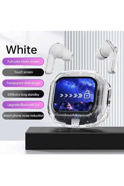 Air Tone Technology Air Max 28 Wireless Bluetooth Earbuds with Touch Screen, ANC, Bluetooth 5.4, 30h, White