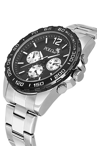 Poloair Sports Men's Wristwatch Black Silver Color Pl-7046E1X