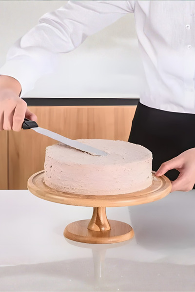 Orvila Oblique Oval Tip Cake Smoothing Spatula - Black - High Quality - Durable and Practical