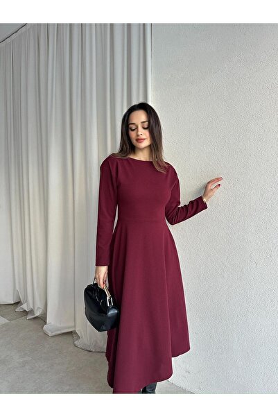 Mooi Butik Morata Midi Dress 8517 - Burgundy