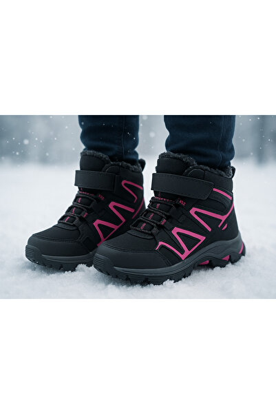 OUTLET41 SİYAH-PEMBE KIZ BANTLI BOT