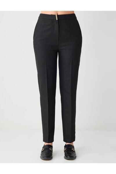 Jimmy Key Anthracite Narrow Leg Regular Waist Metal Detailed Woven Trousers