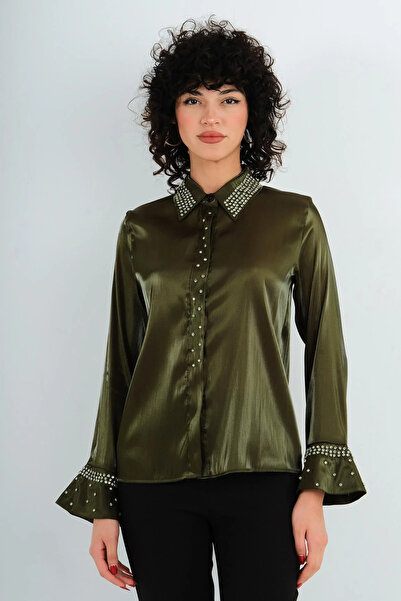 Lila Rose Beyoğlu Taş Süslemeli Abiye Gömlek