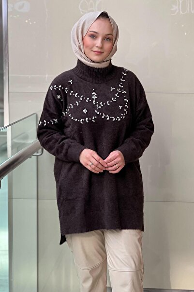 Nuss تونيك أنجورا مطرز بحجر الكريستال ذو الرقبة المستديرة