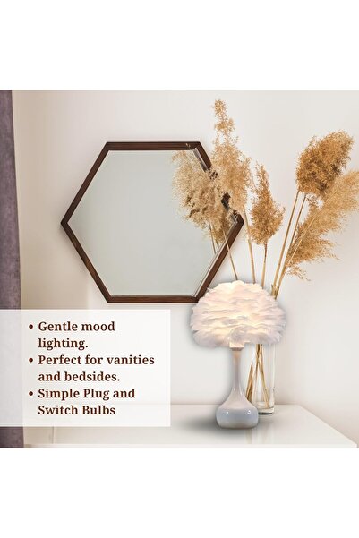 Festive Lights White Feather Table Lamp - 24 cm
